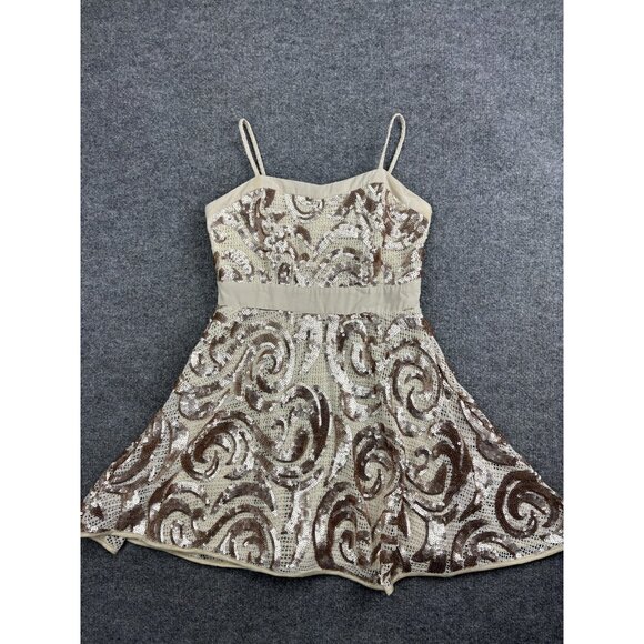 Voom by Joy Han Dress Womens Small Champagne Sequin Cocktail Made USA D-3293 - Picture 1 of 11